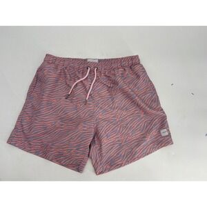 Allfenix Mens Zebra Print Swim Trunks Coral Pink Blue Mesh Lined Shorts XL